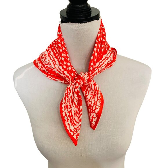 Scarves By Nasharr Head Neck Scarf VTG 60s Red White Polka Dot Square Career - Picture 4 of 9